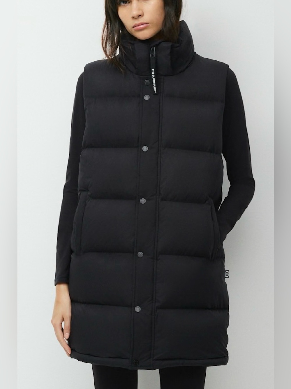 NWT Aritzia The Super Puff Mid Vest Climatte - Black Quilted Long Puffer Vest